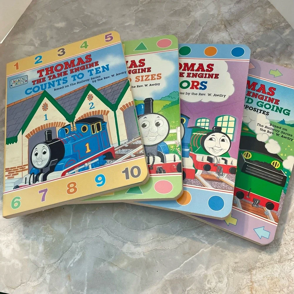 Vintage Thomas the train take along box of 4 board books for your toddler.